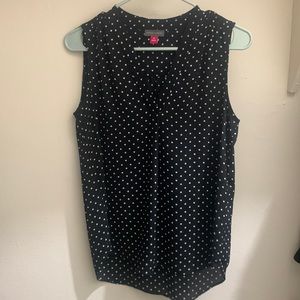 Vince Camuto Black + White Polkadot Cut Off Blouse